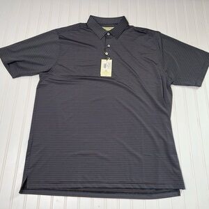 Donald Ross Traditional Fit Feeder Stripe Polo Golf Shirt Pool Men Large NEW 896
